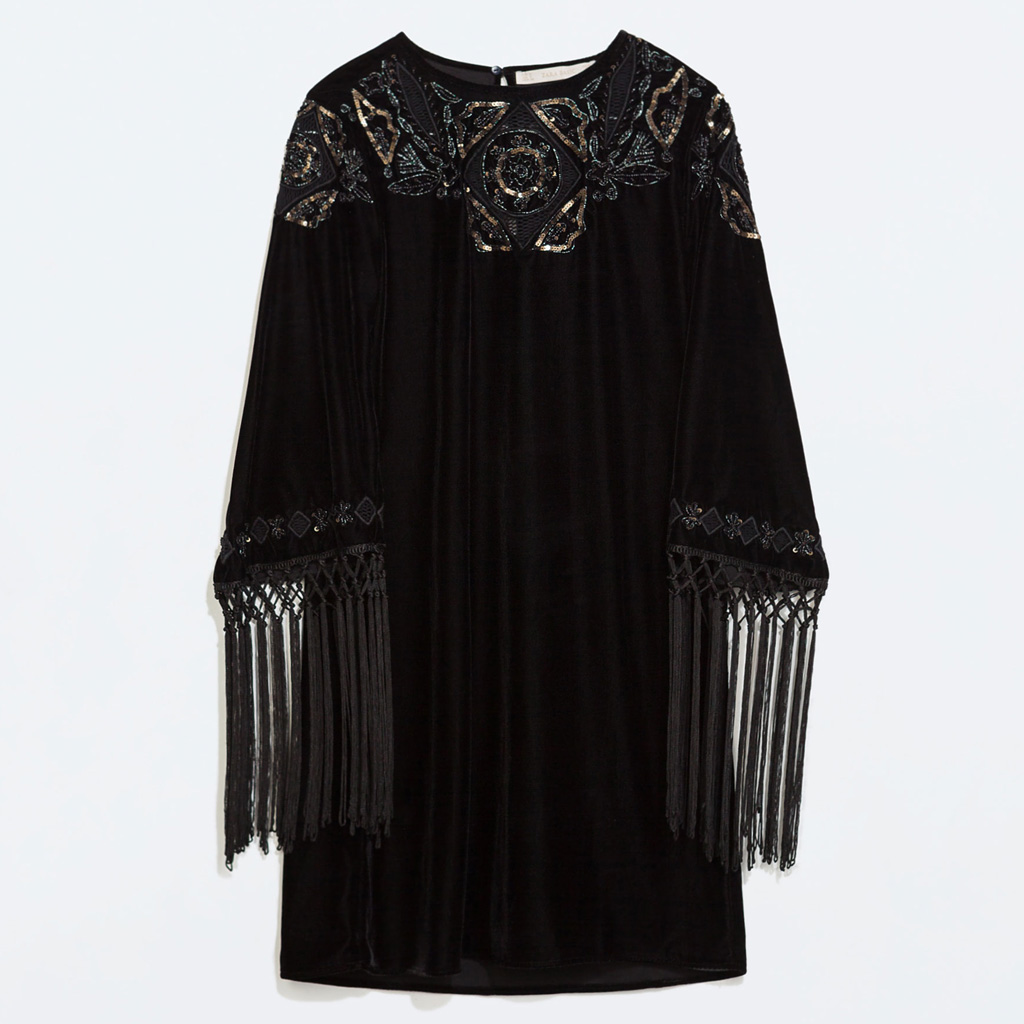 zara robe noire longue